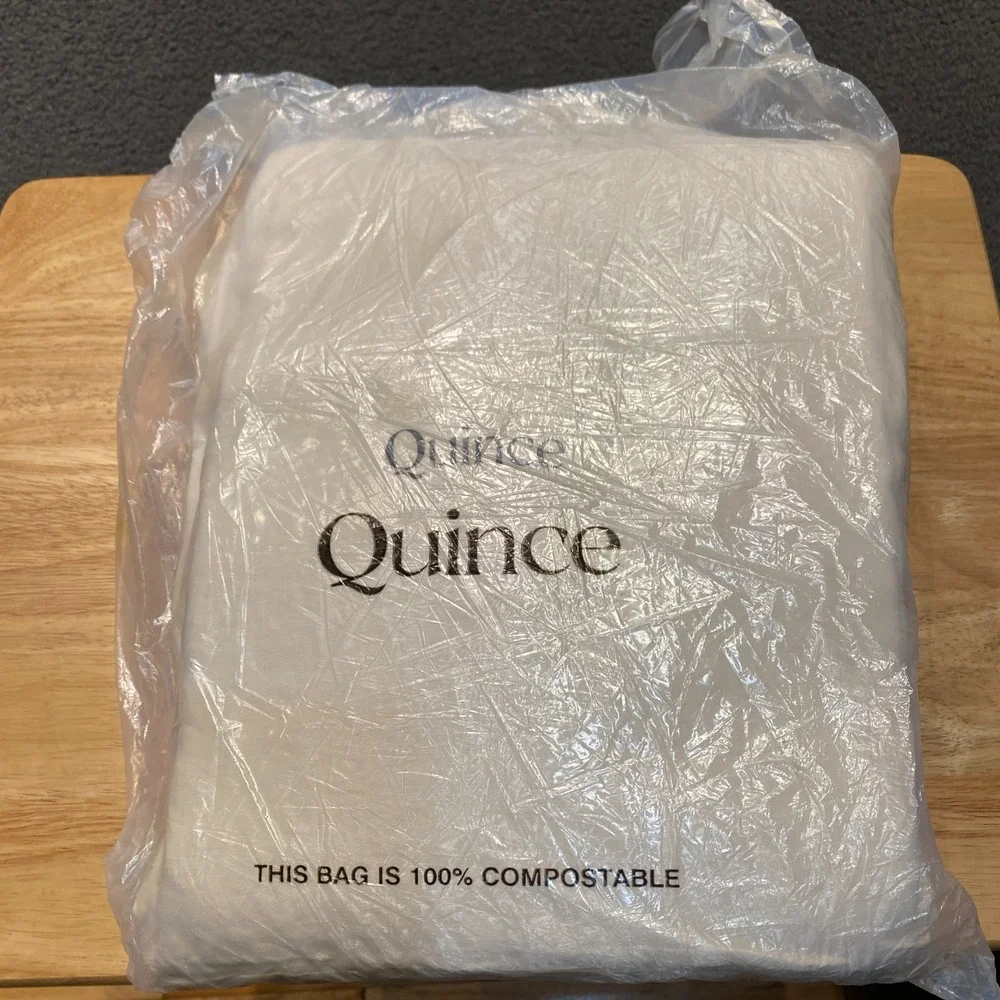 Quince European Linen Fitted Sheet Set King Size White NO FLAT SHEET 3 Piece